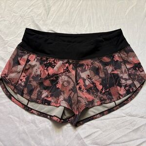 lululemon athletica Black and Pink Floral Athletic Shorts